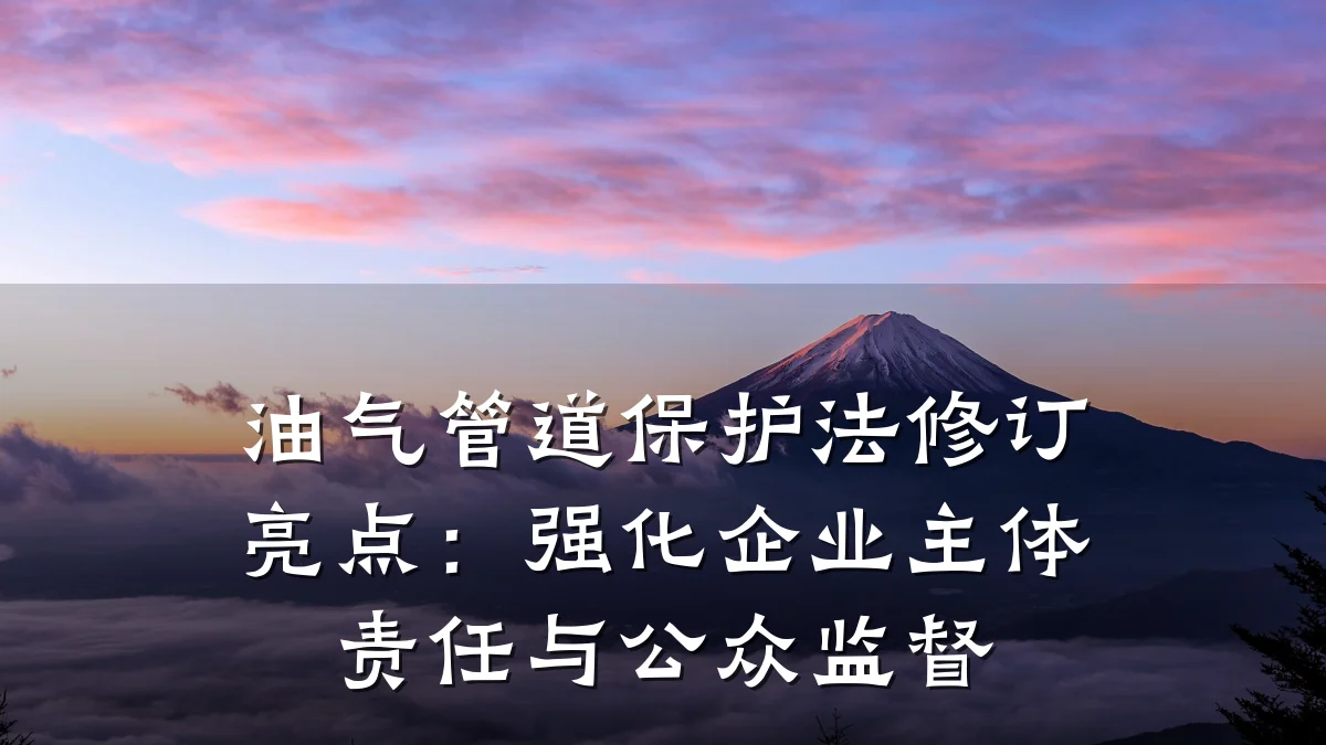 油气管道保护法修订亮点:强化企业主体责任与公众监督